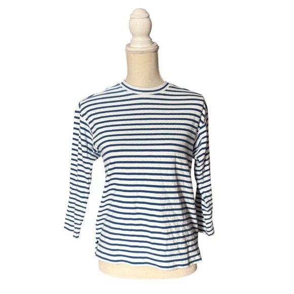 AYR The French Fry tee size XS blue white stripe Pima cotton Peru - Picture 2 of 7